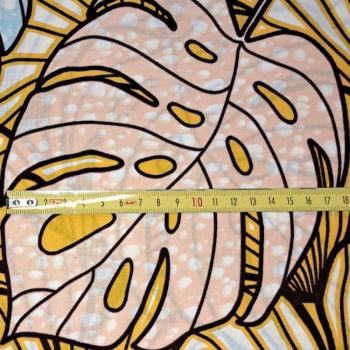 Preview: Afrikanischer Wax Print Stoff Baumwolle TROPICAL LEAF BLUE | Meterware