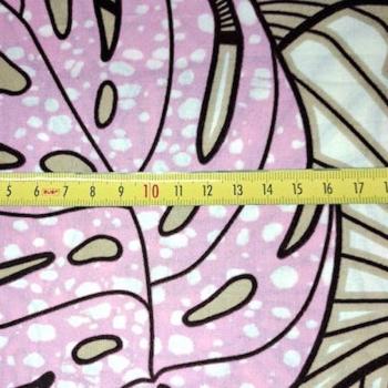 Preview: Afrikanischer Wax Print Stoff Baumwolle TROPICAL LEAF ROSE | Meterware