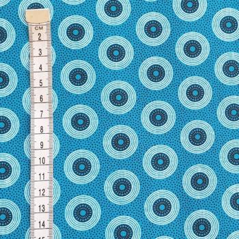 TURQUOISE-DOTS Afrikanischer-Shweshwe-Stoff