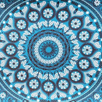 Preview: TURQUOISE-ORNAMENT-Afrikanischer-Shweshwe-Stoff