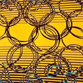 Preview: Afrikanischer Wax Print Stoff Baumwolle YELLOW BUBBLES | Meterware