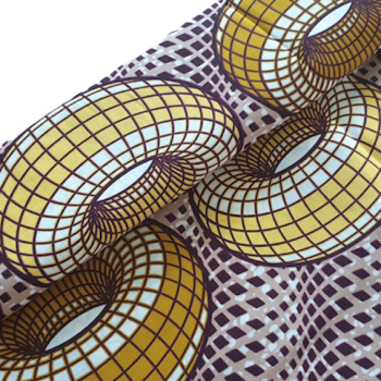 Afrikanischer Wax Print Stoff Baumwolle YELLOW DONUT | Meterware