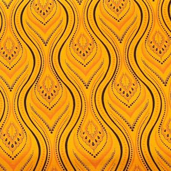 Preview: YELLOW-FLAME-Afrikanischer-Shweshwe-Stoff-