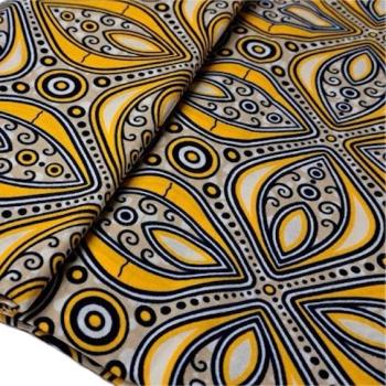 Afrikanischer Wax Print Stoff Baumwolle YELLOW MOSAIC | Meterware