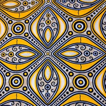 Preview: Afrikanischer Wax Print Stoff Baumwolle YELLOW MOSAIC | Meterware