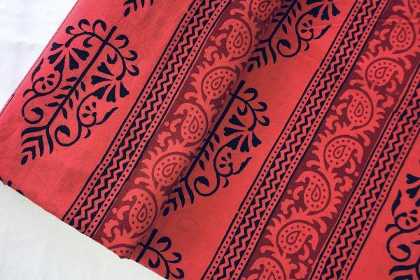 RED-BAGH-PAISLEY-Indischer-Hand-Block-Print-