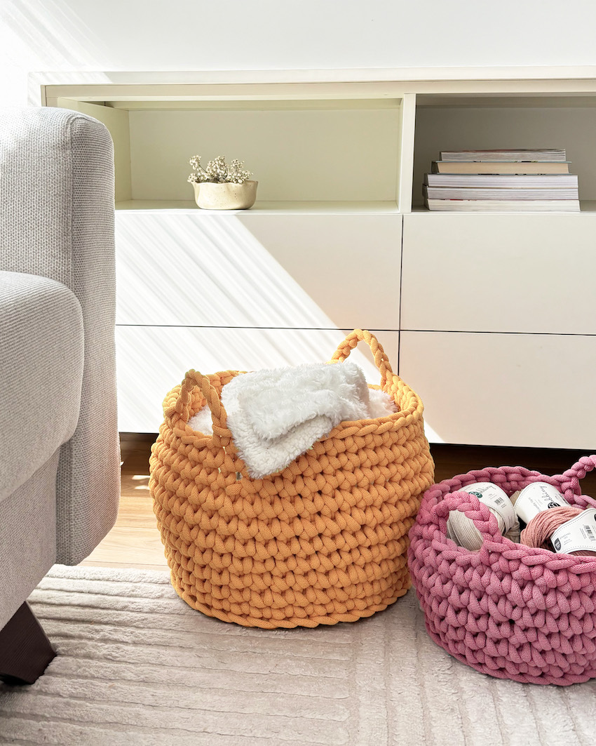 gehäkelter Korb aus Bobbiny Garn